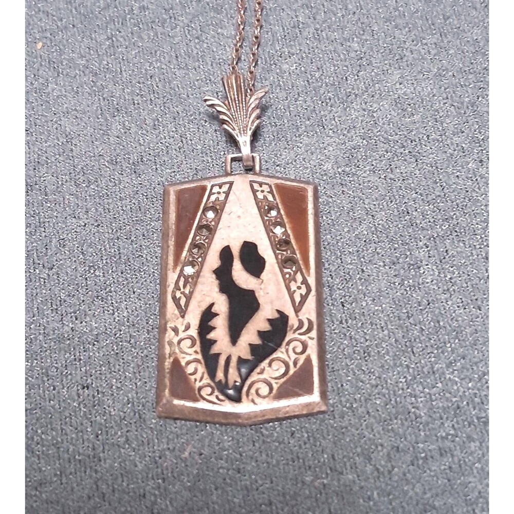 Art Deco Sterling Enamel Silhouette Necklace